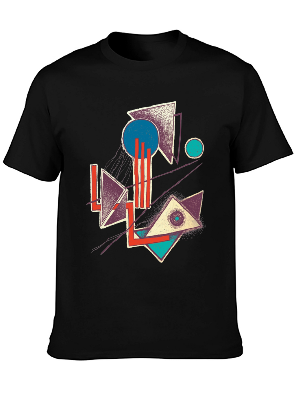 Abstract Geometric Graphic Print Crew Neck Tee
