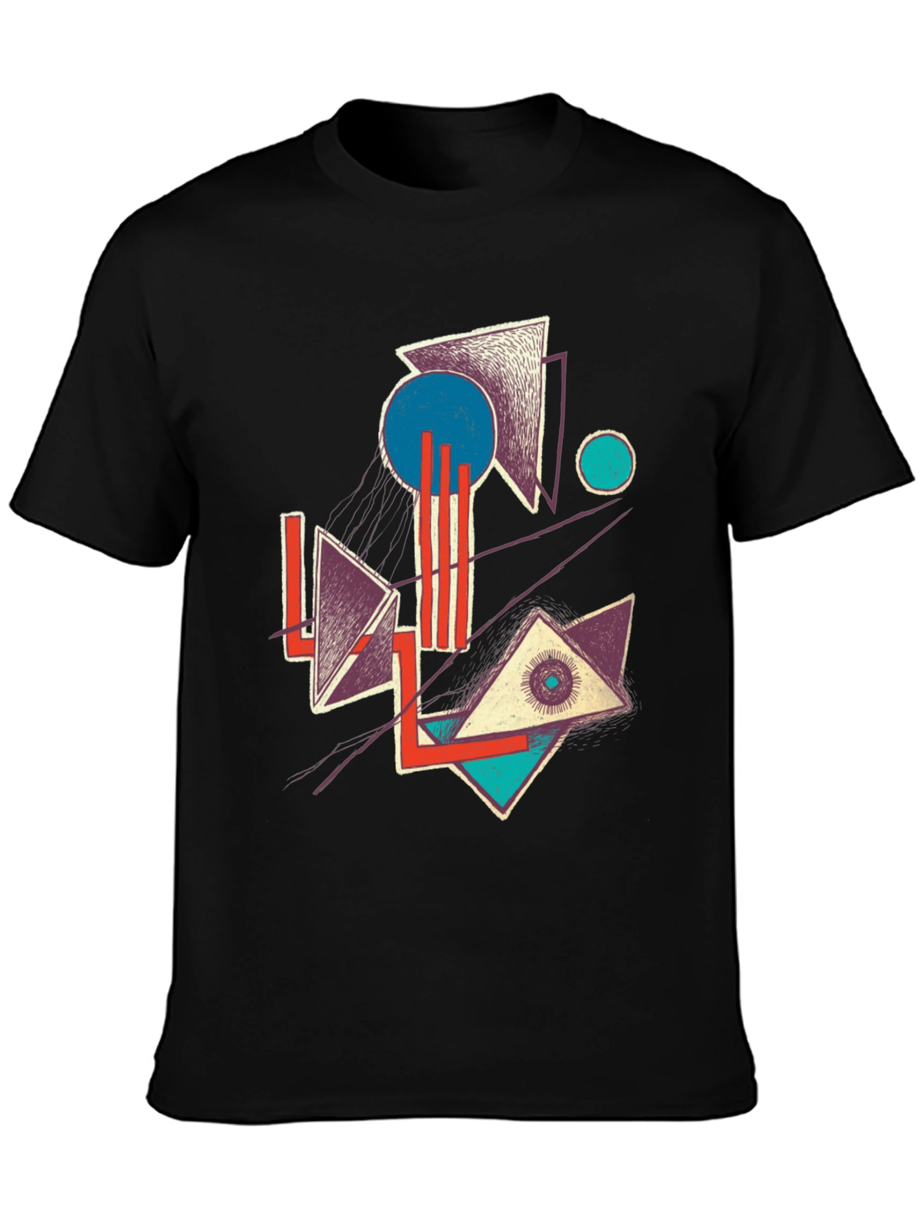 Abstract Geometric Graphic Print Crew Neck Tee