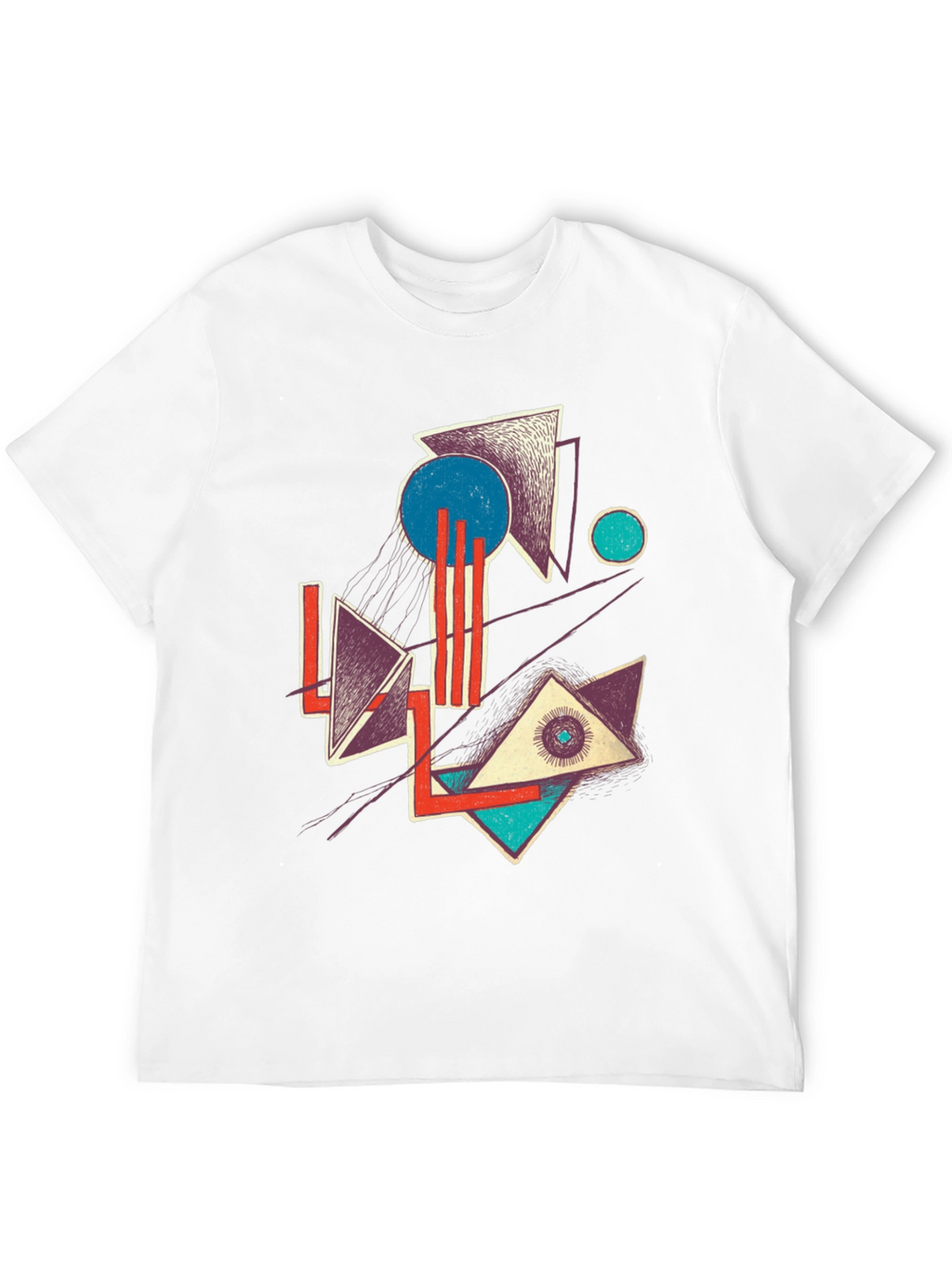 Abstract Geometric Graphic Print Crew Neck Tee
