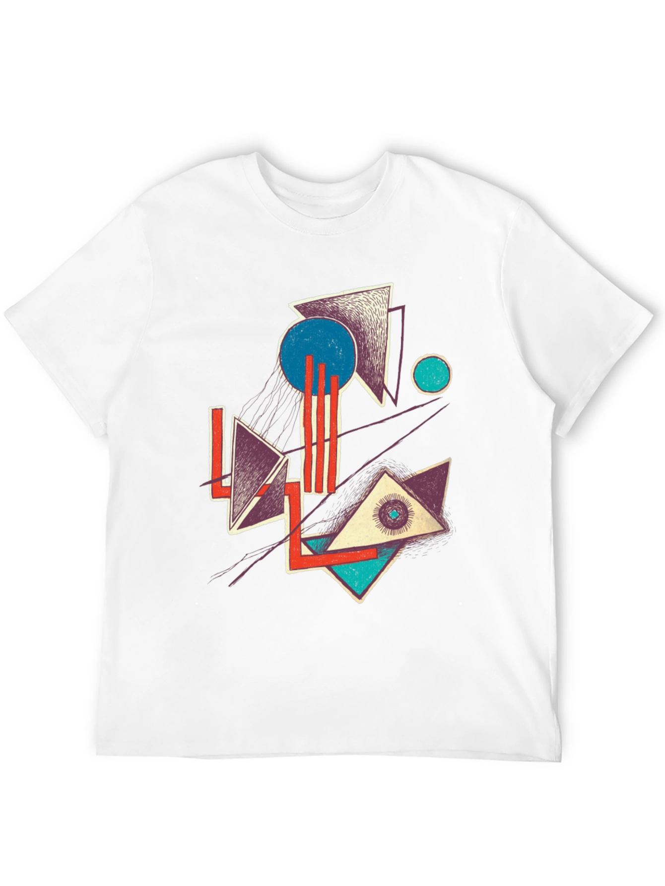 Abstract Geometric Graphic Print Crew Neck Tee