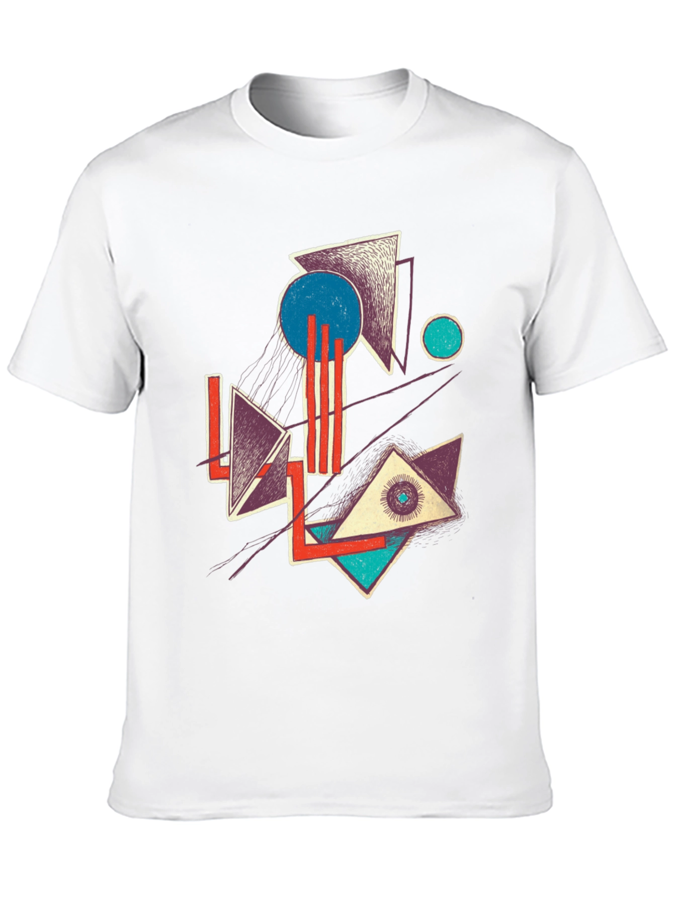 Abstract Geometric Graphic Print Crew Neck Tee