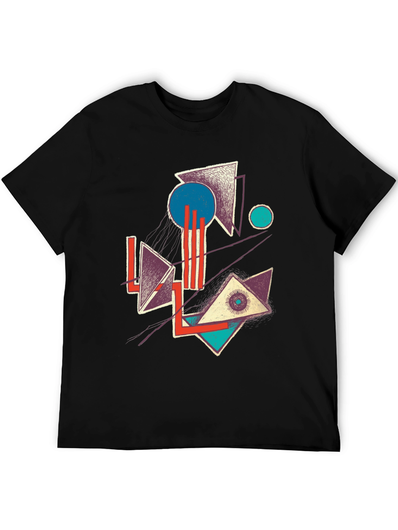Abstract Geometric Graphic Print Crew Neck Tee