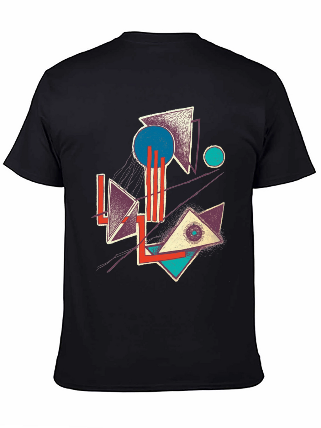 Abstract Geometric Graphic Print Crew Neck Tee
