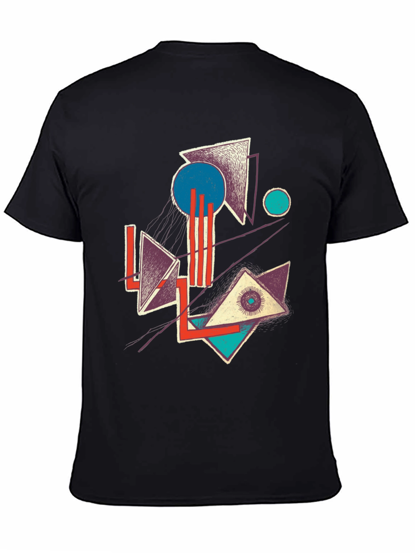 Abstract Geometric Graphic Print Crew Neck Tee