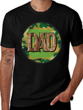 Camouflage Dad T-Shirt - Rustic Wood Lettering