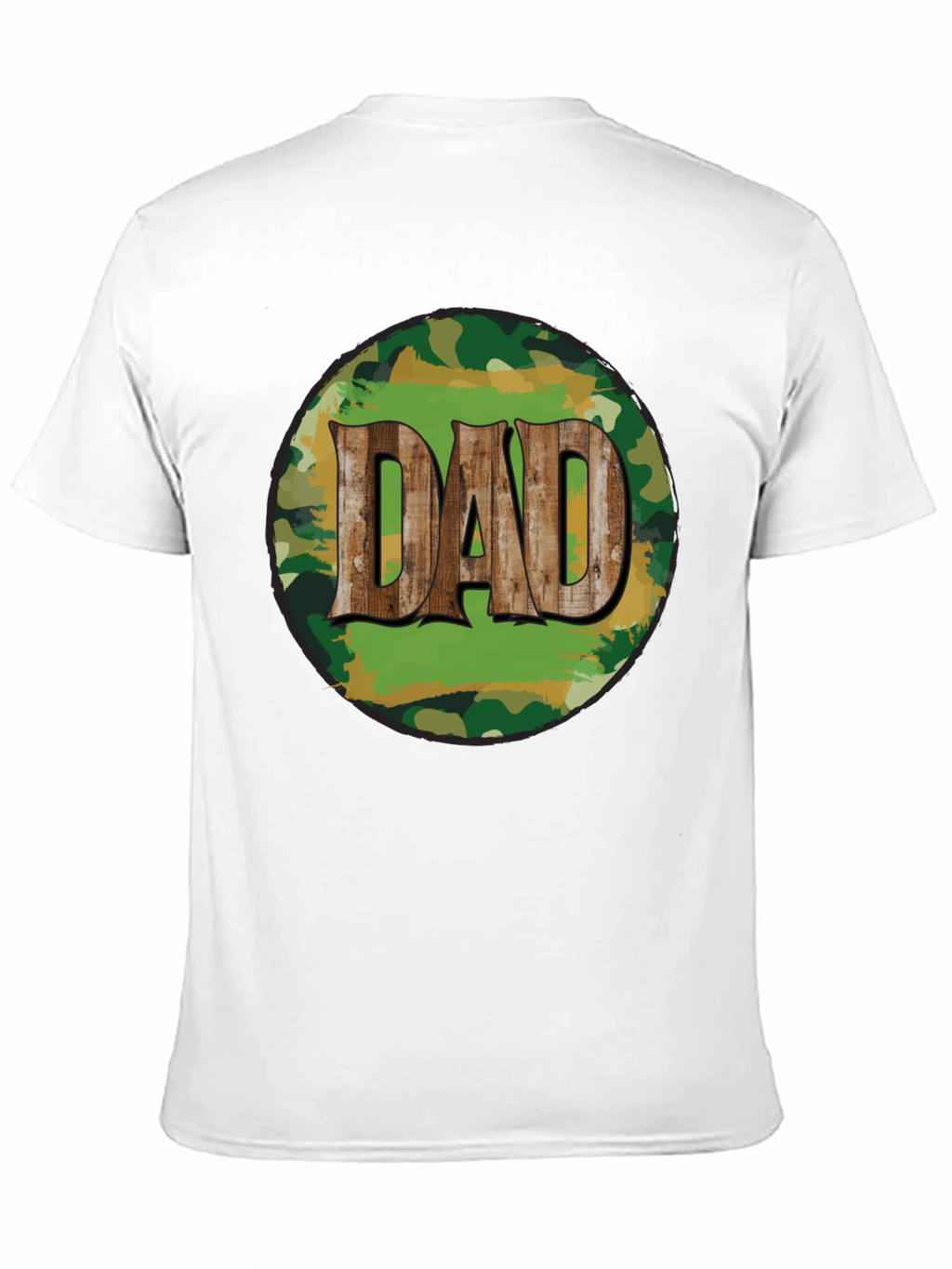Camouflage Dad T-Shirt - Rustic Wood Lettering
