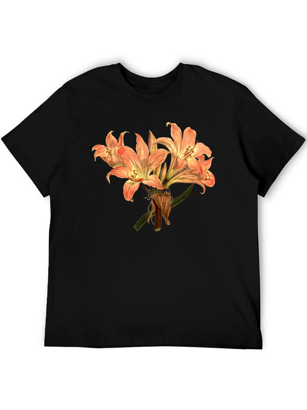Floral Lily Graphic Tee - Black