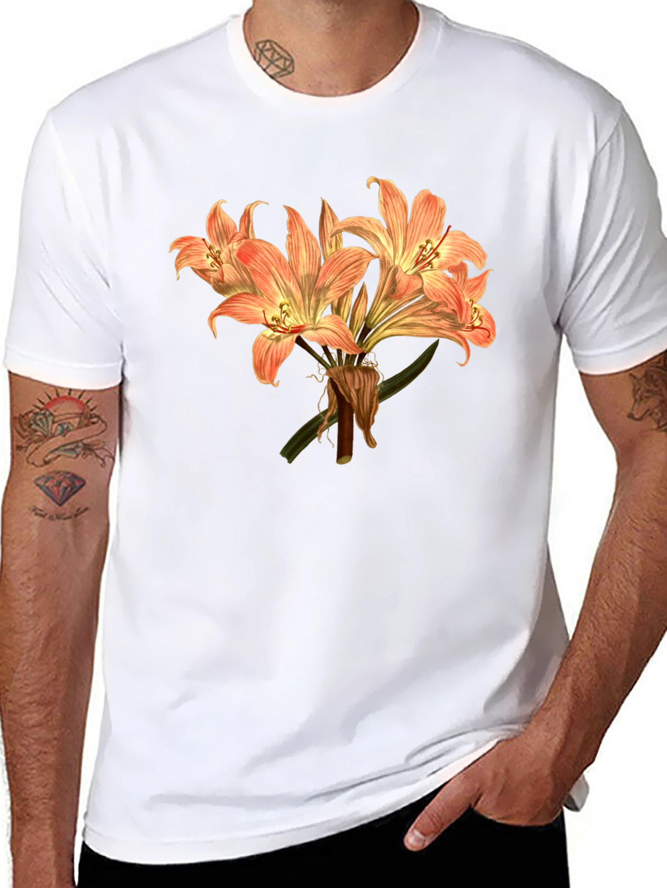 Floral Lily Graphic Tee - Black