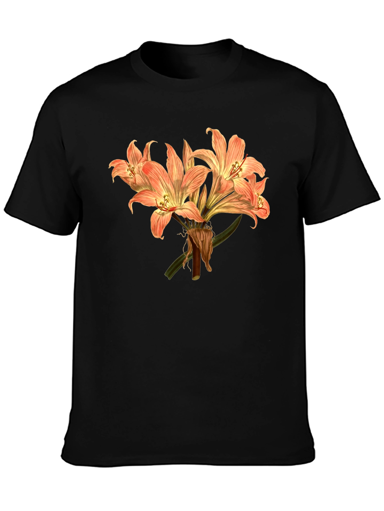 Floral Lily Graphic Tee - Black