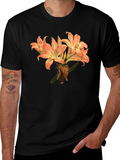Floral Lily Graphic Tee - Black