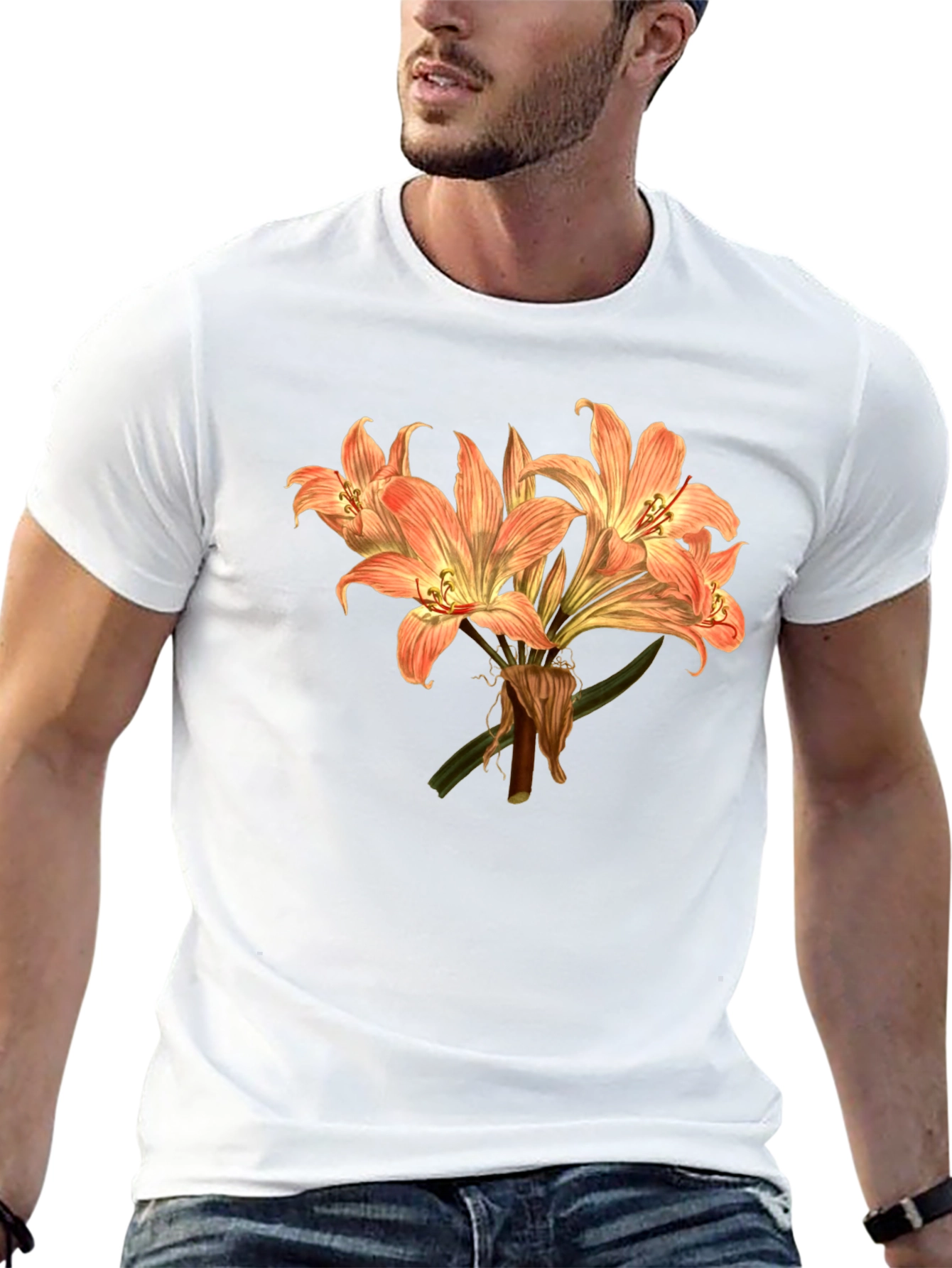 Floral Lily Graphic Tee - Black