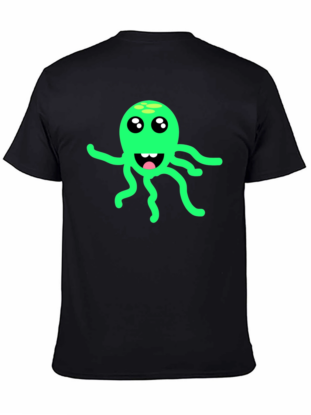 Green Octopus Graphic Black T-Shirt