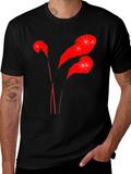 Stylish Black T-Shirt with Abstract Red Graphic