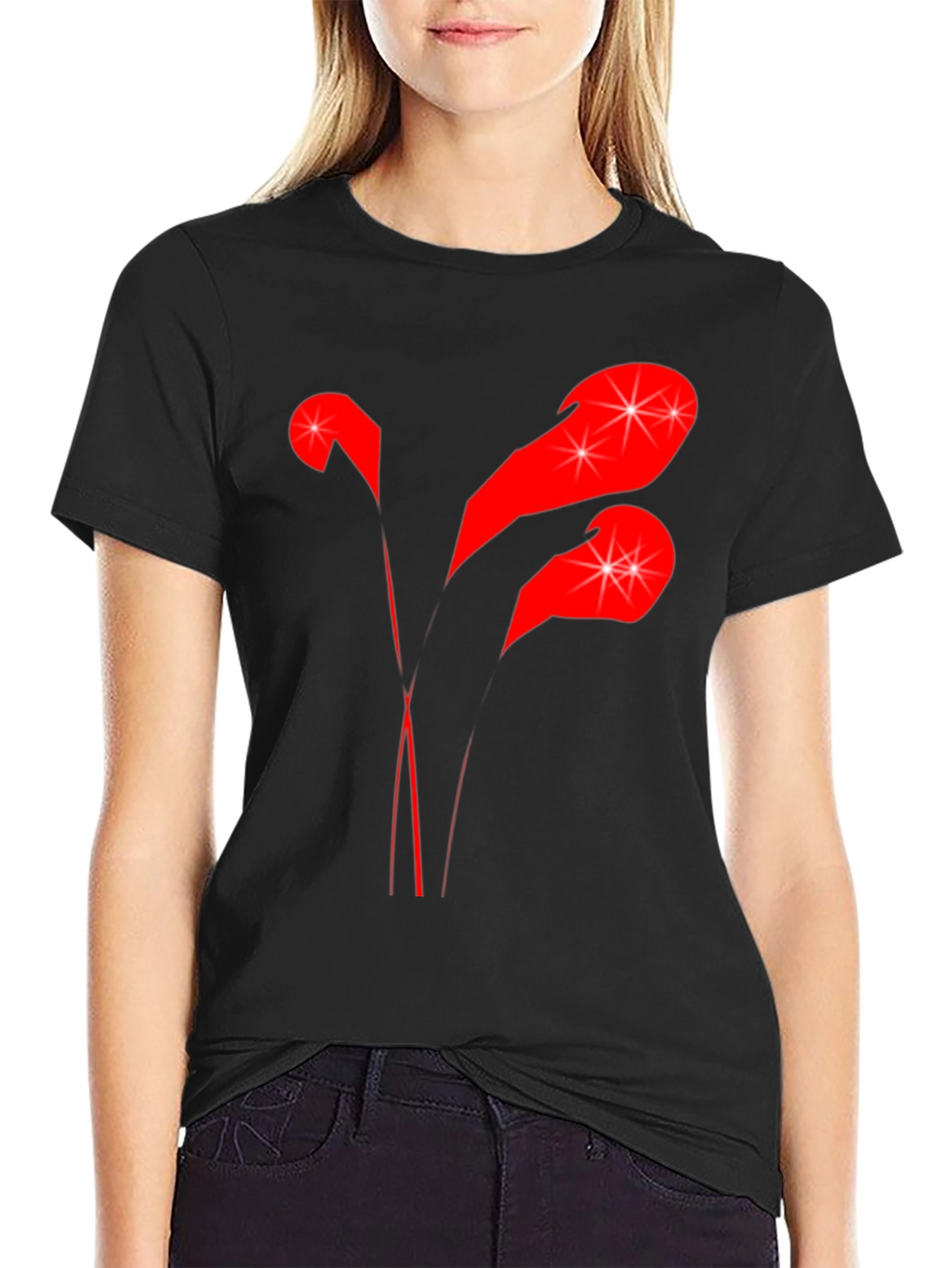 Stylish Black T-Shirt with Abstract Red Graphic