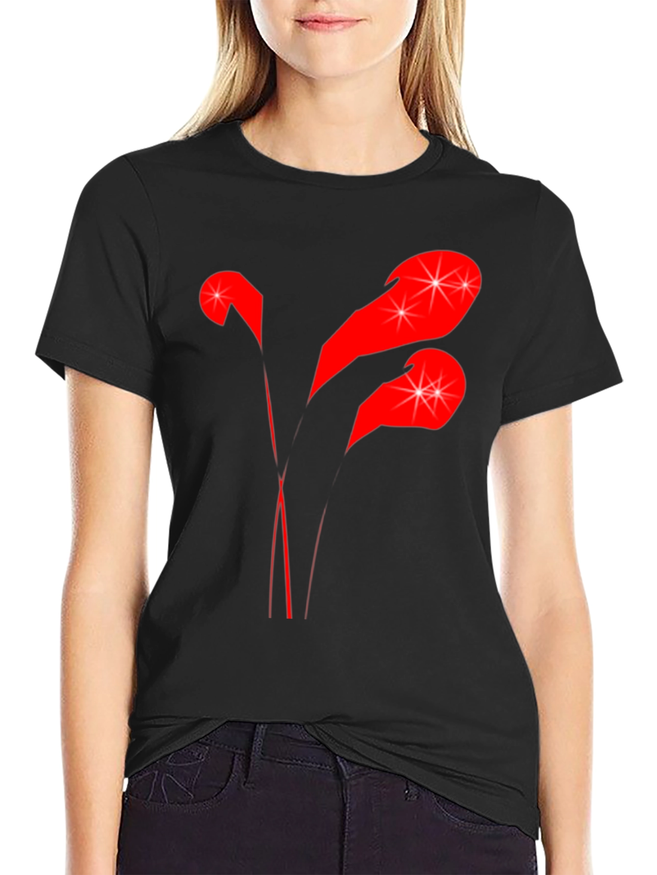 Stylish Black T-Shirt with Abstract Red Graphic