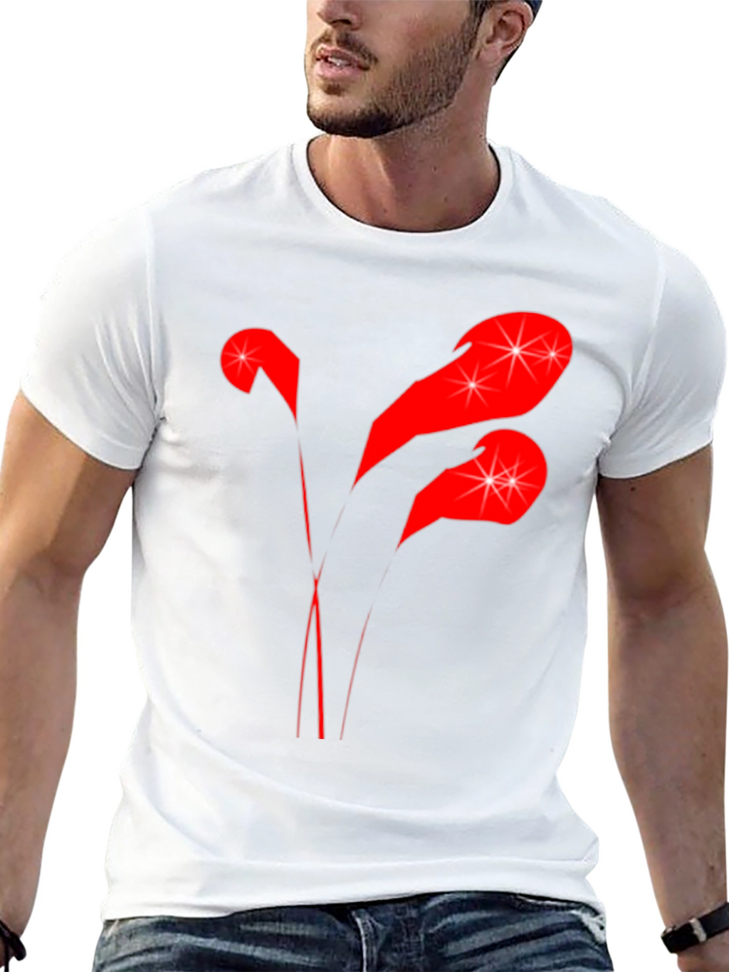 Stylish Black T-Shirt with Abstract Red Graphic