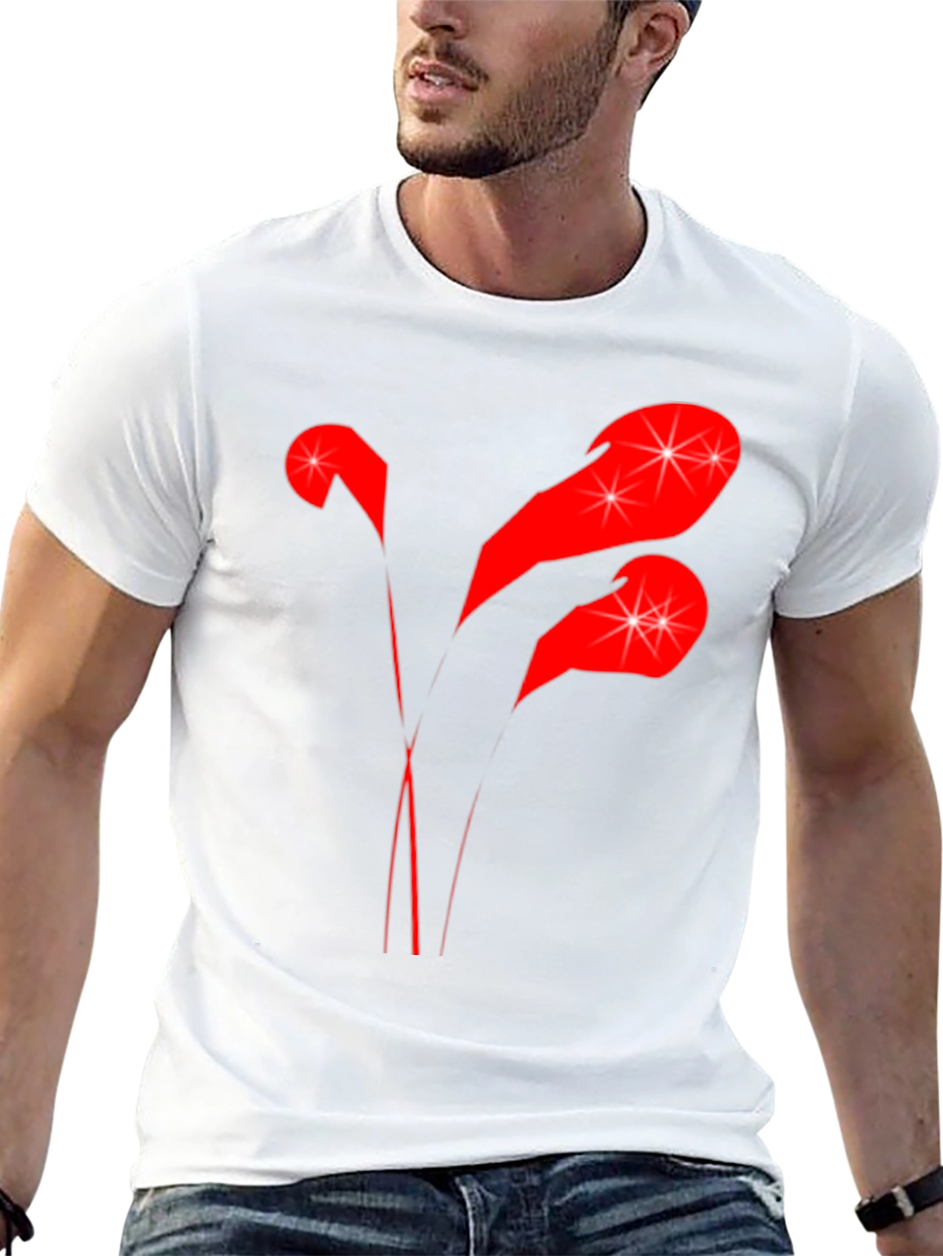 Stylish Black T-Shirt with Abstract Red Graphic
