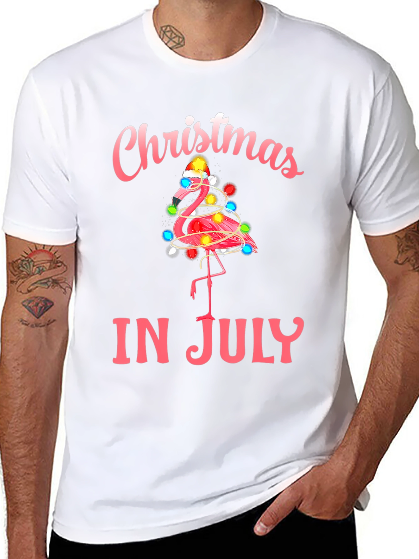 Christmas in July Flamingo T-Shirt