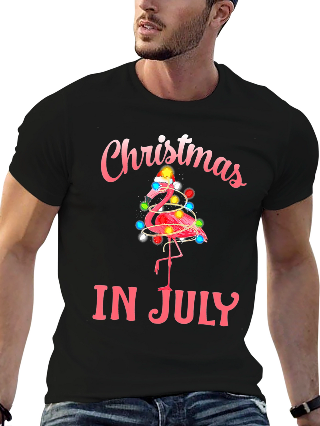 Christmas in July Flamingo T-Shirt