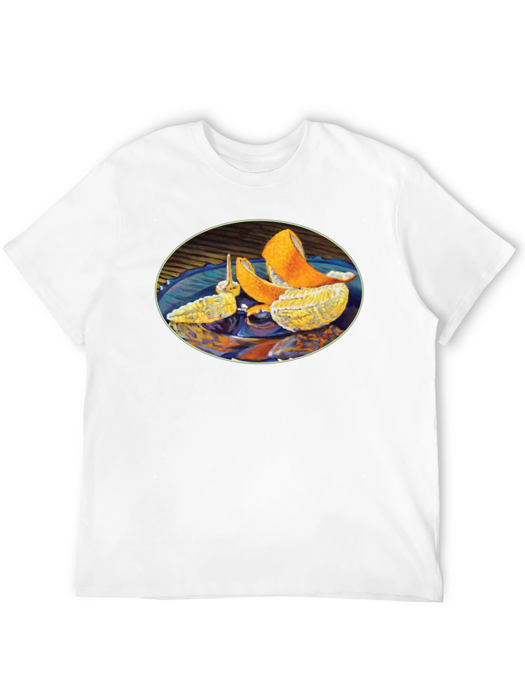 Citrus Fruit Art Graphic Print Black T-Shirt