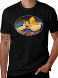 Citrus Fruit Art Graphic Print Black T-Shirt