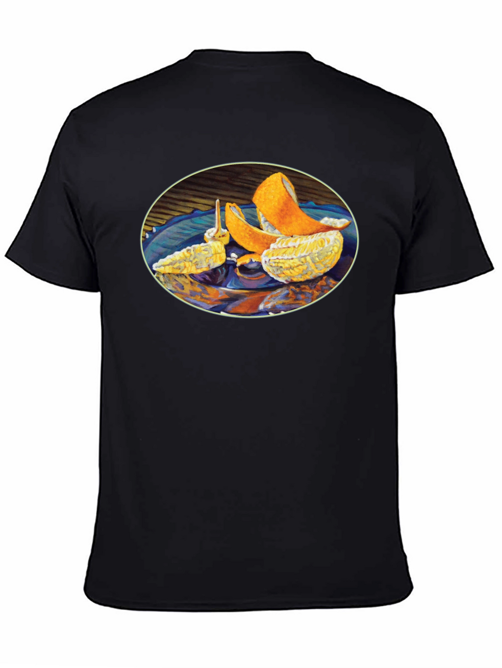 Citrus Fruit Art Graphic Print Black T-Shirt