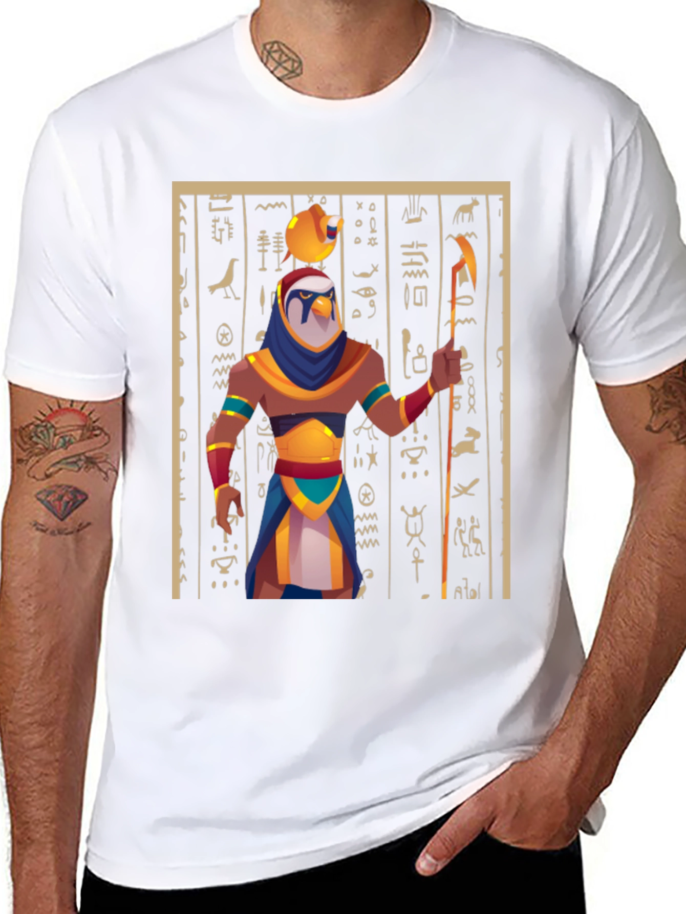 Egyptian God Graphic Tee - Black Cotton Blend