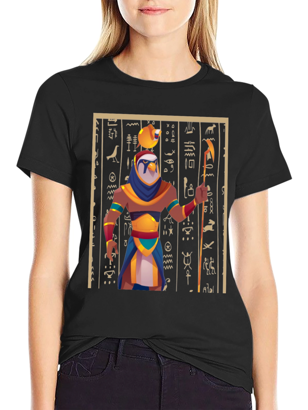 Egyptian God Graphic Tee - Black Cotton Blend