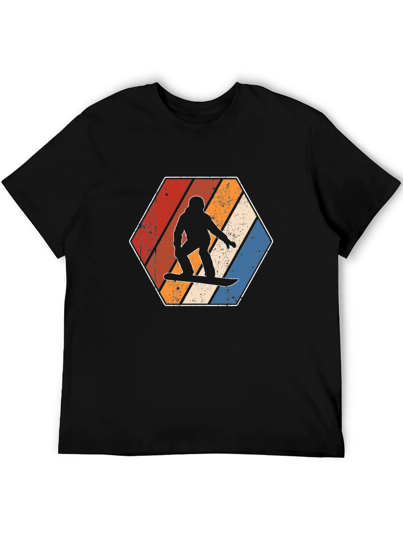 Vintage Snowboarder T-Shirt Retro Hexagon Design