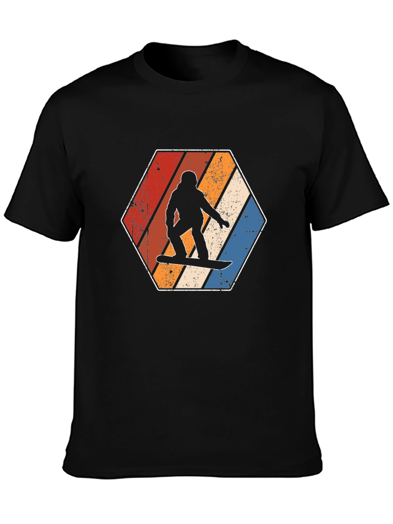 Vintage Snowboarder T-Shirt Retro Hexagon Design