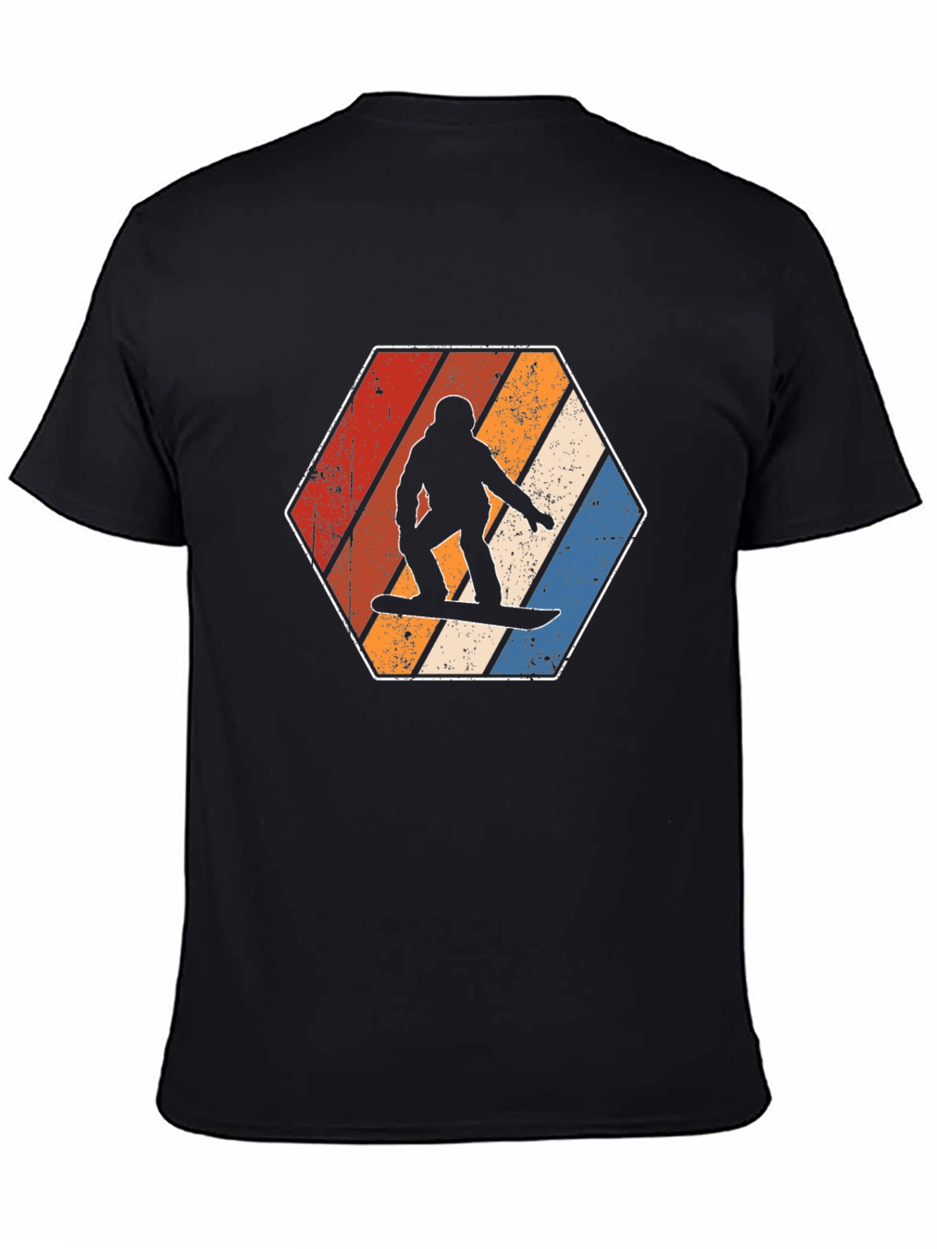 Vintage Snowboarder T-Shirt Retro Hexagon Design