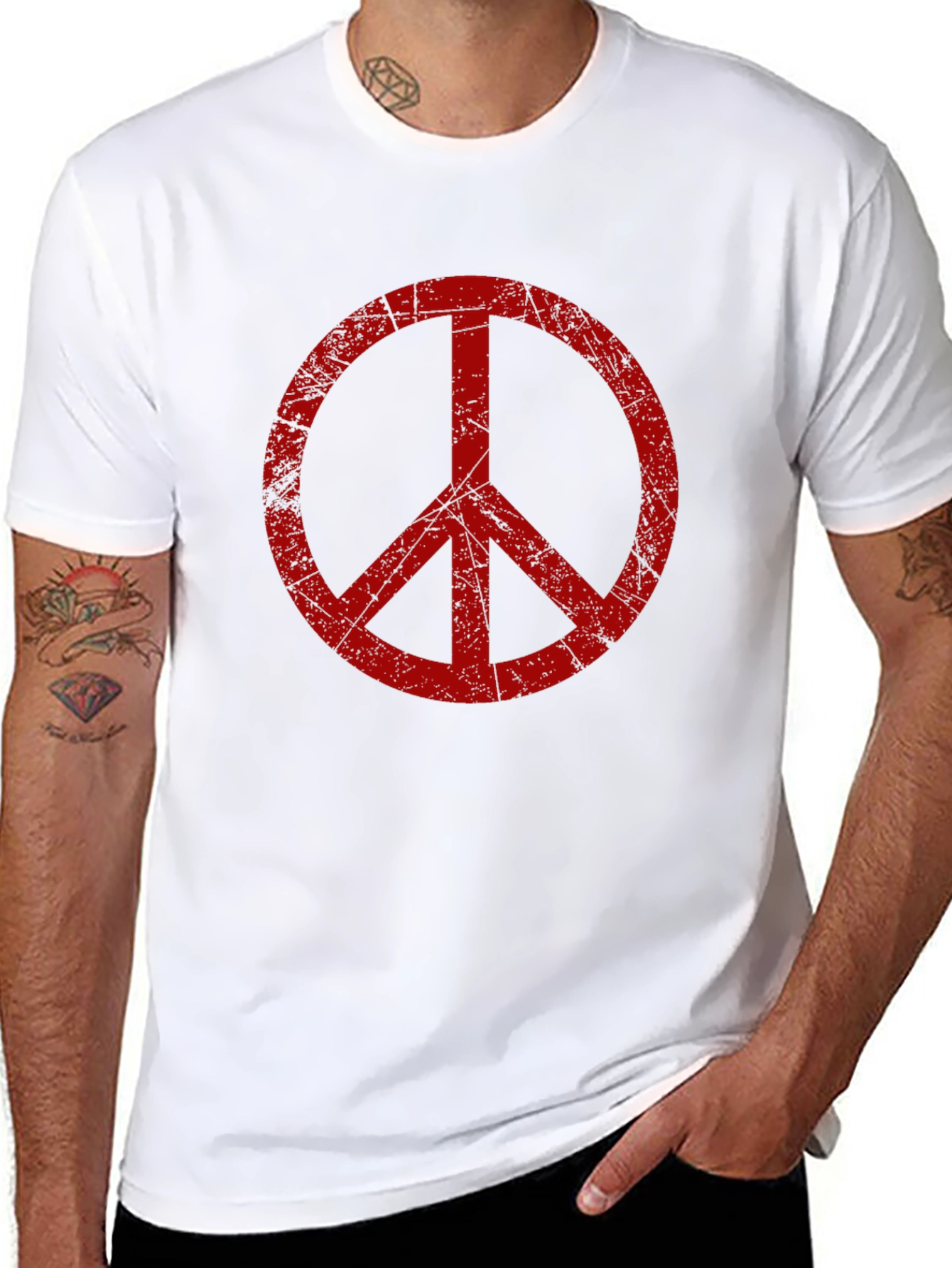 Distressed Peace Sign Black T-Shirt