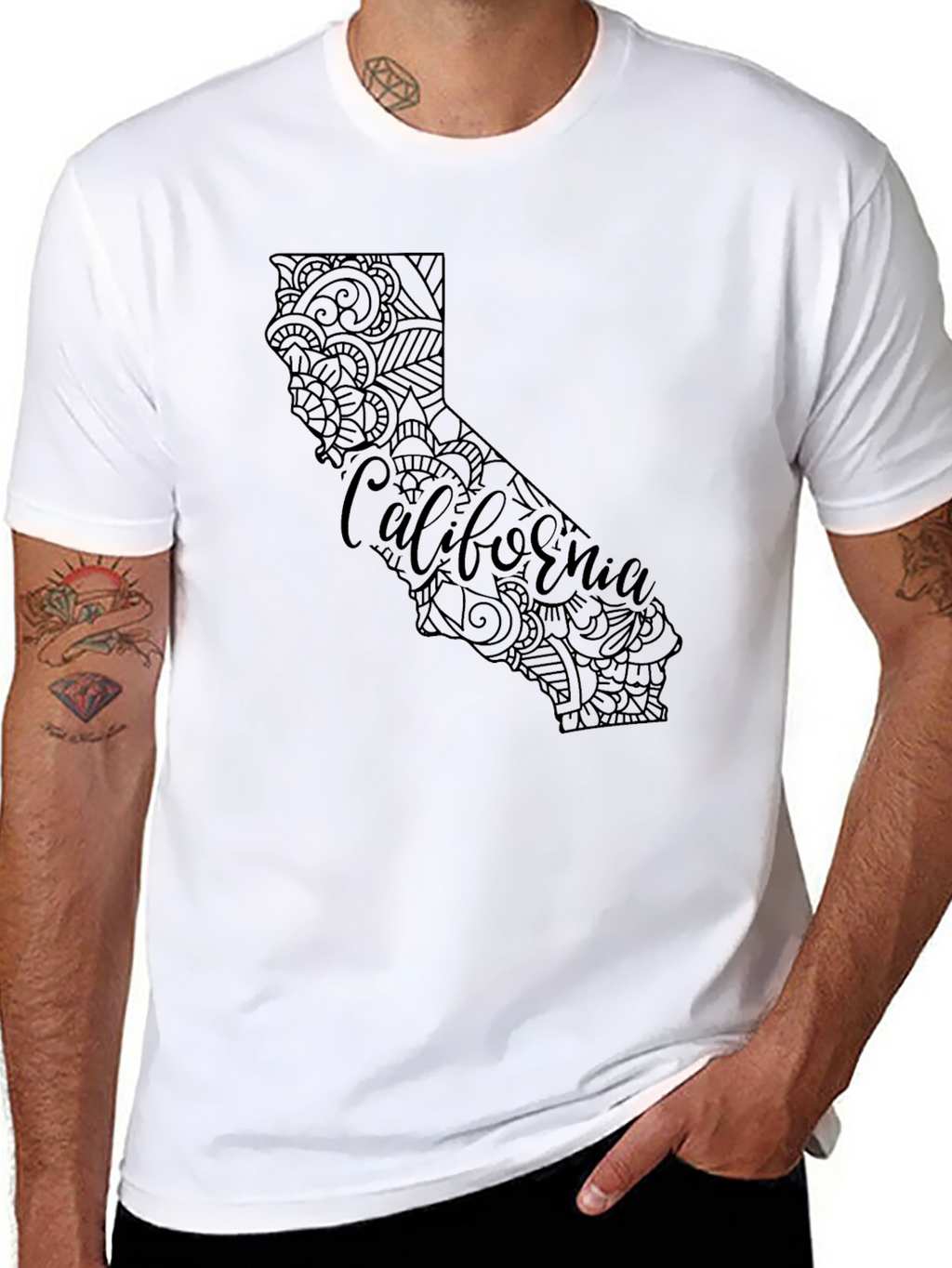 California State Mandala Graphic Black T-Shirt