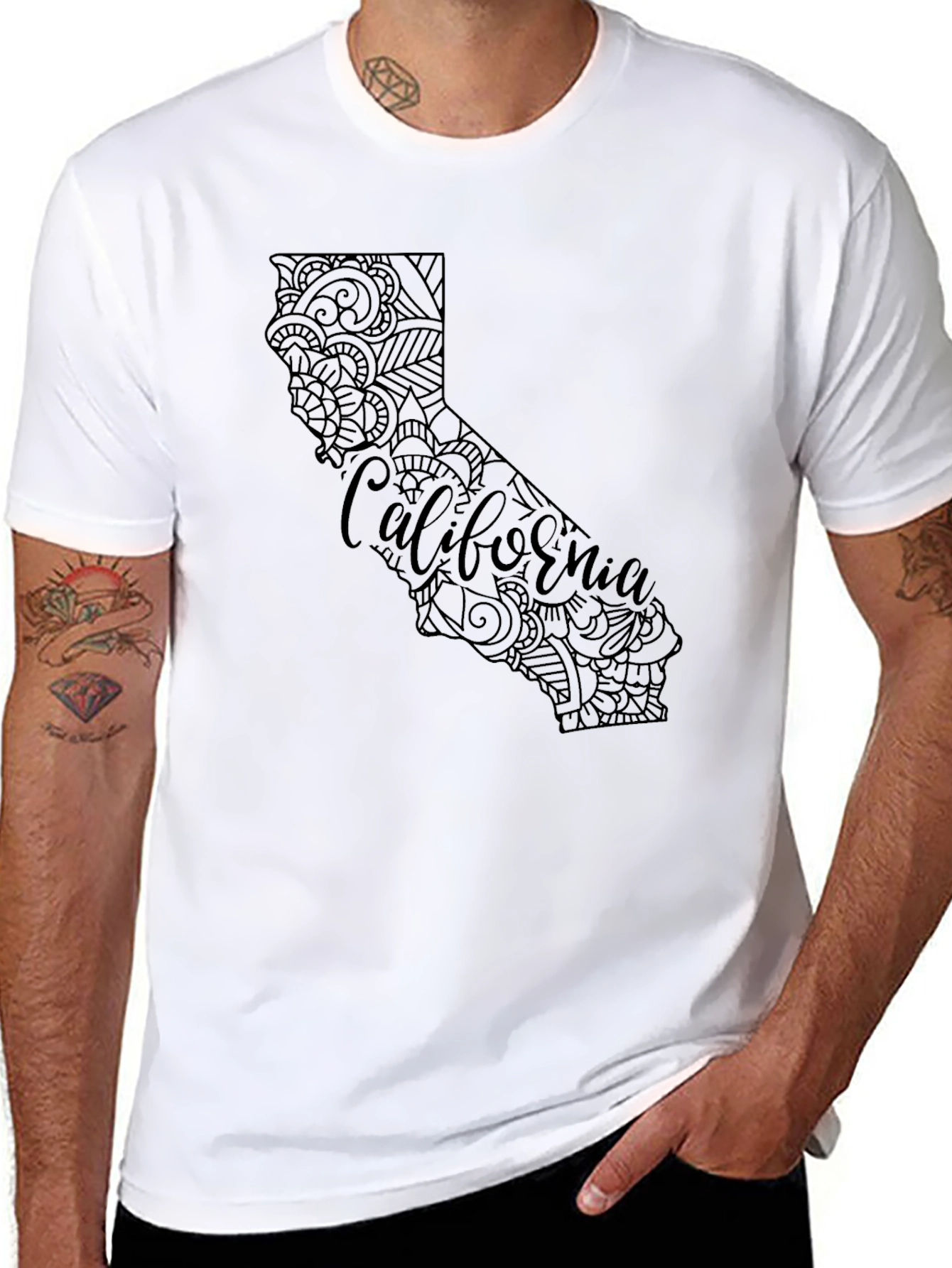 California State Mandala Graphic Black T-Shirt