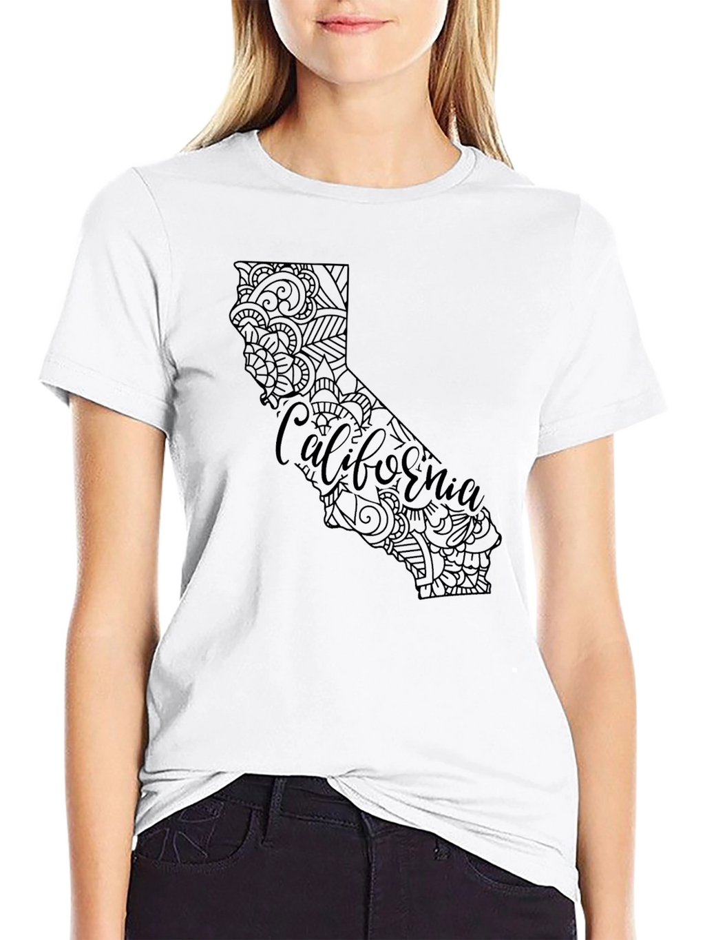 California State Mandala Graphic Black T-Shirt