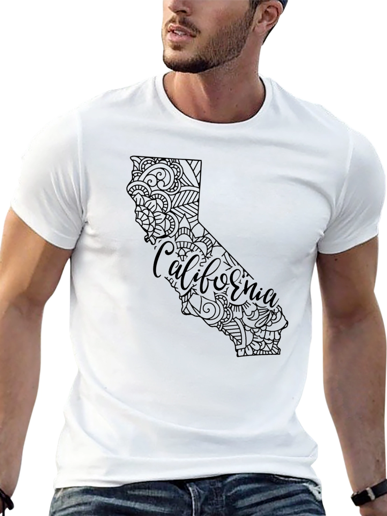 California State Mandala Graphic Black T-Shirt