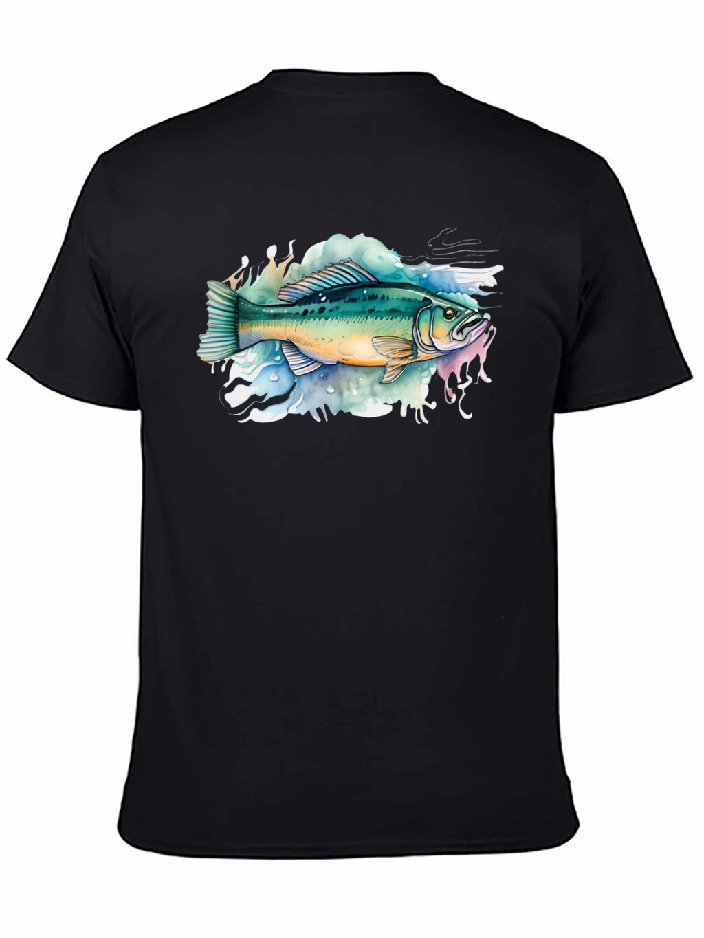 Bass Fish Graphic Tee - Black Cotton T-Shirt