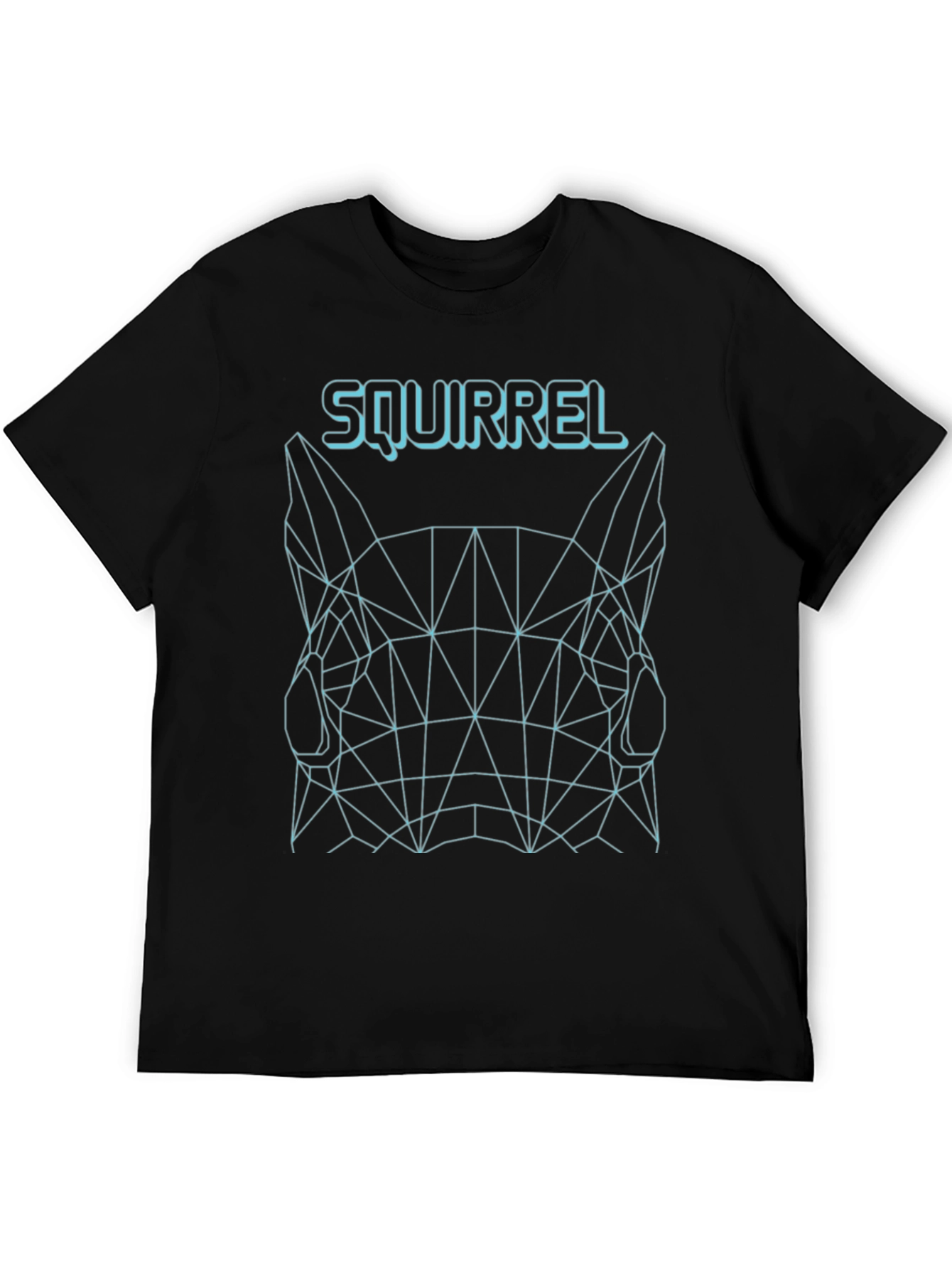 Geometric Squirrel Graphic Tee - Black