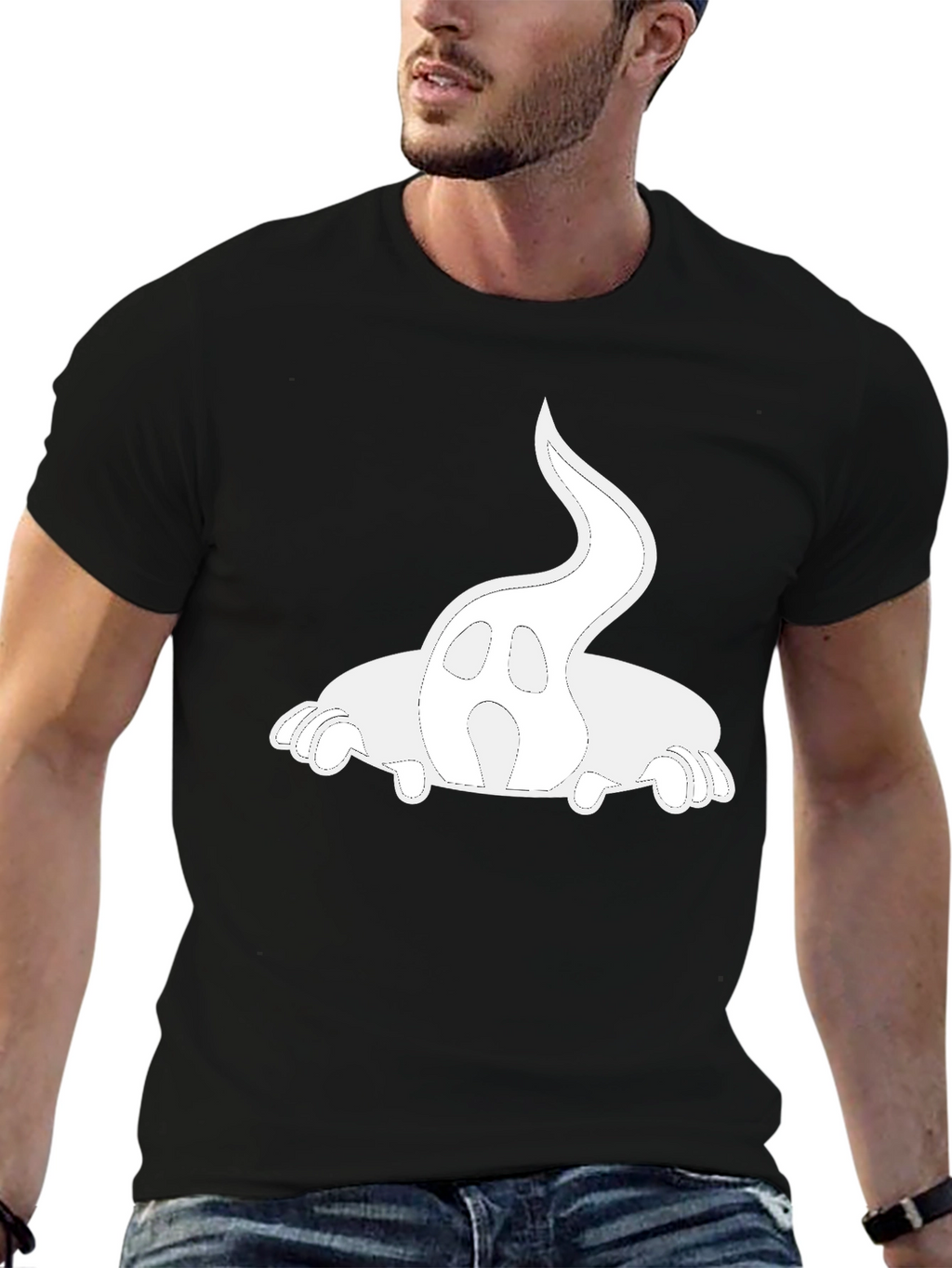 Ghost Graphic Print Black T-Shirt