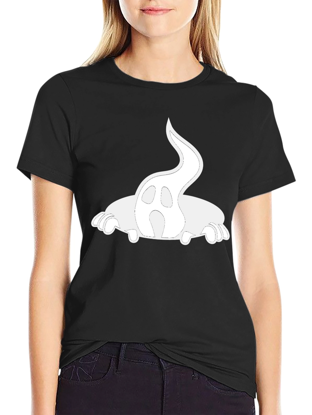 Ghost Graphic Print Black T-Shirt