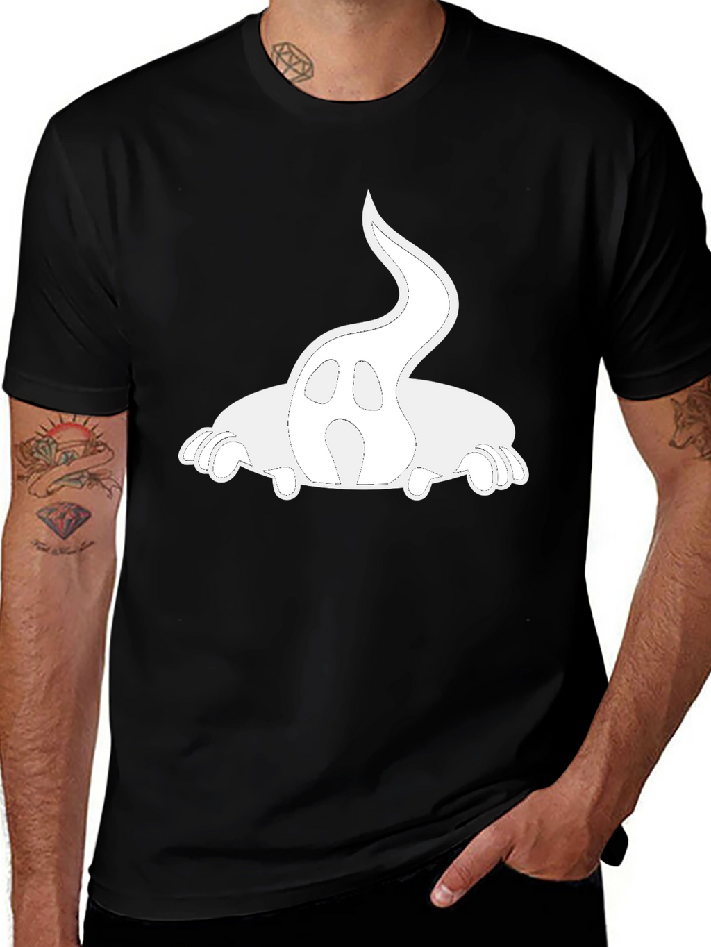 Ghost Graphic Print Black T-Shirt