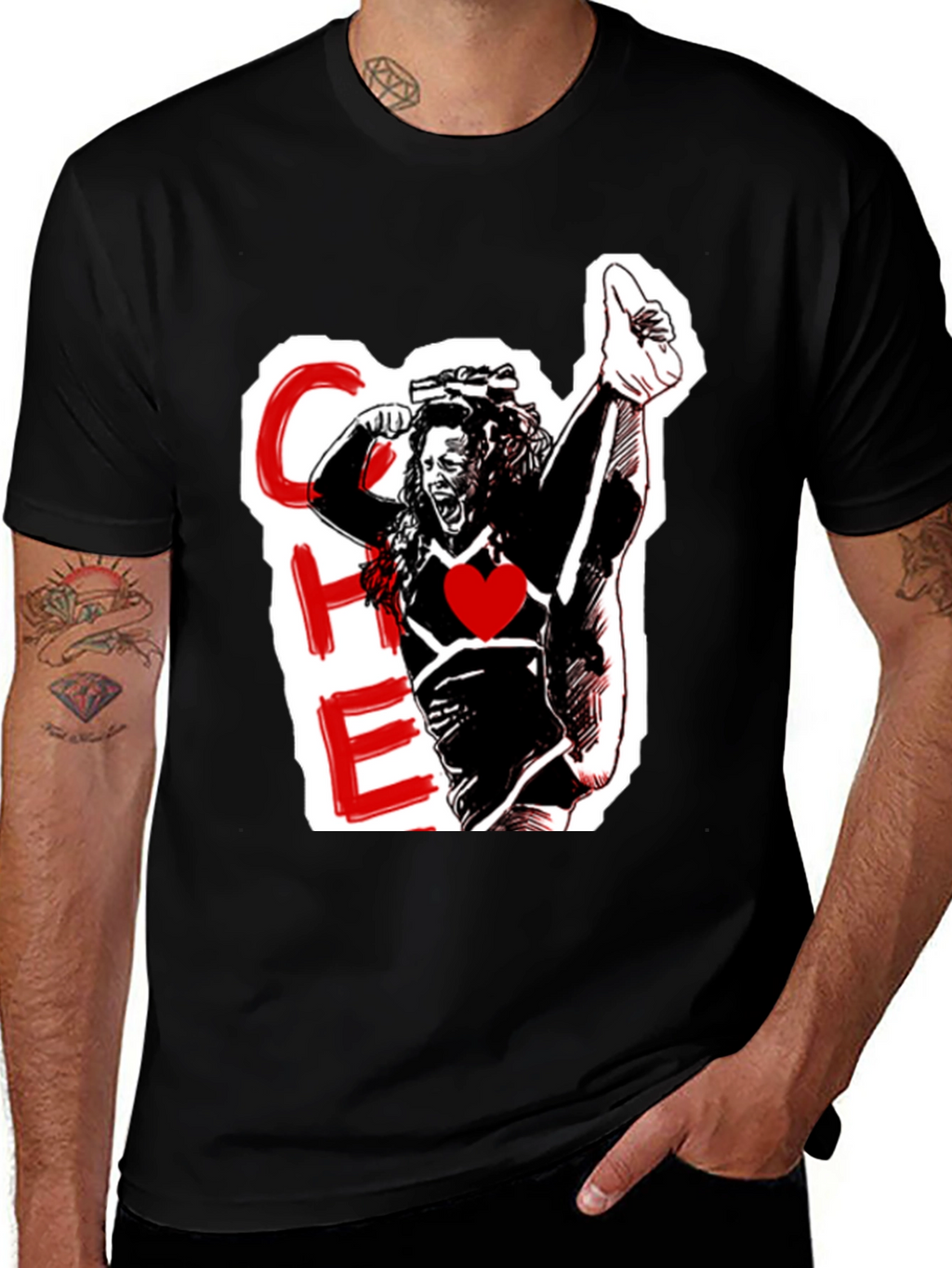 Cheerleader Graphic Black T-Shirt