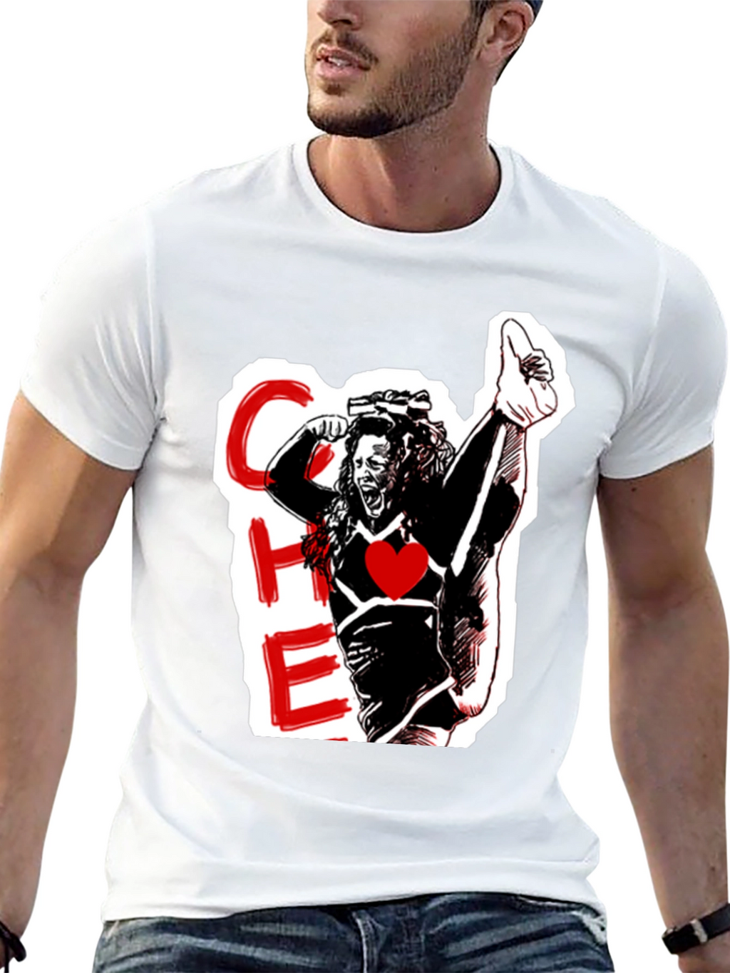 Cheerleader Graphic Black T-Shirt
