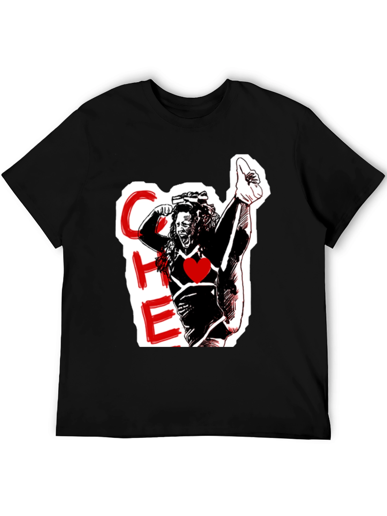 Cheerleader Graphic Black T-Shirt