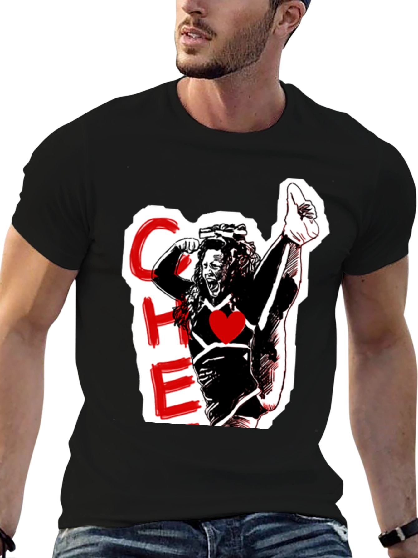 Cheerleader Graphic Black T-Shirt