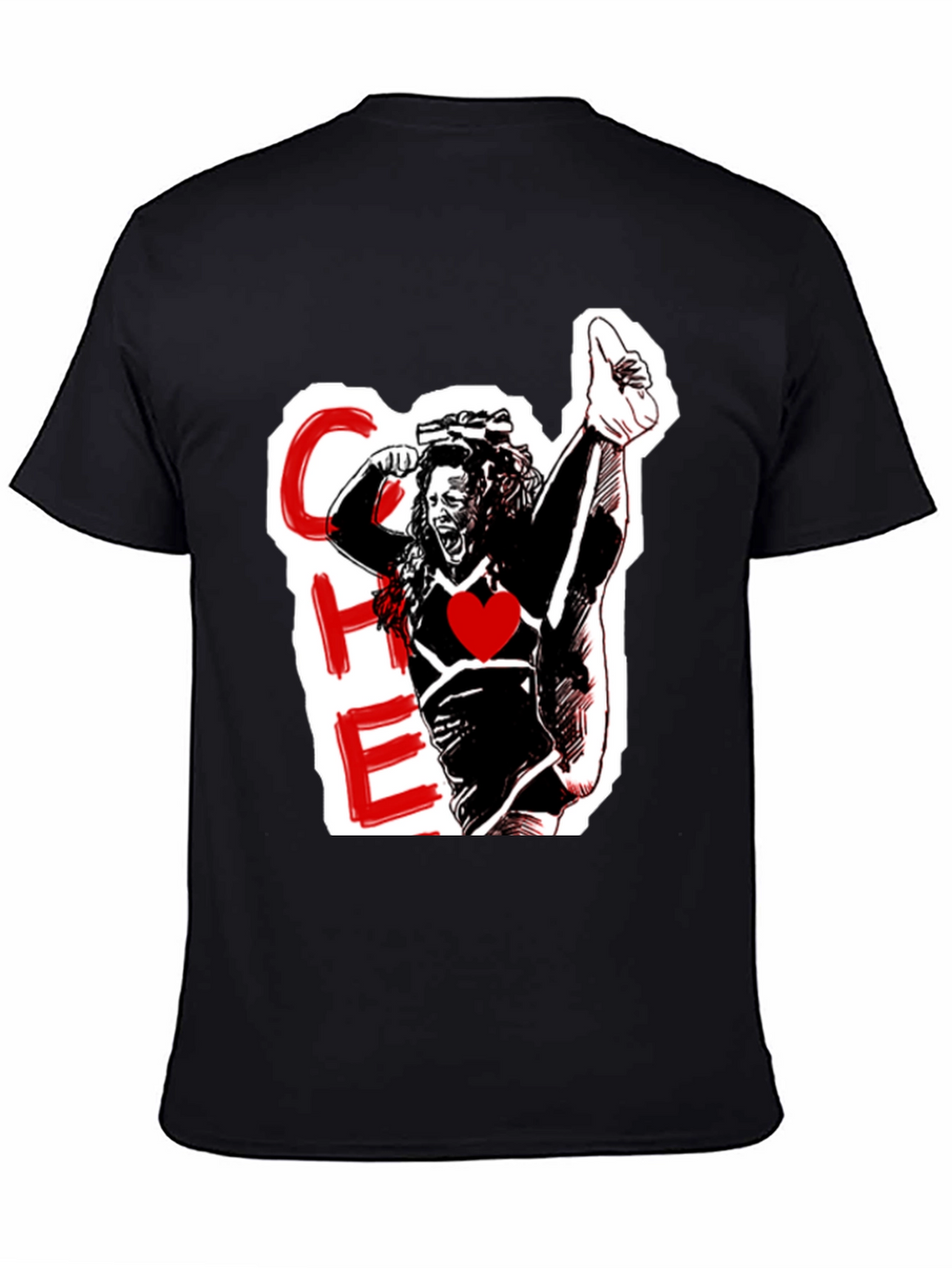 Cheerleader Graphic Black T-Shirt