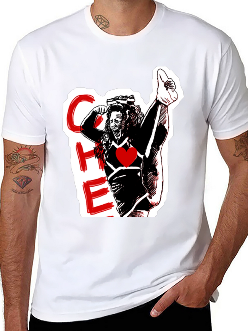 Cheerleader Graphic Black T-Shirt