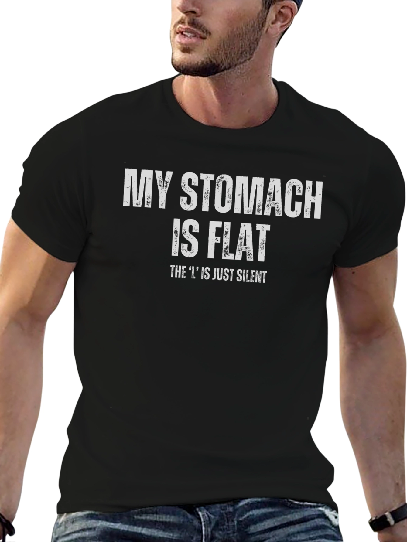 Funny My Stomach is Flat Graphic Tee