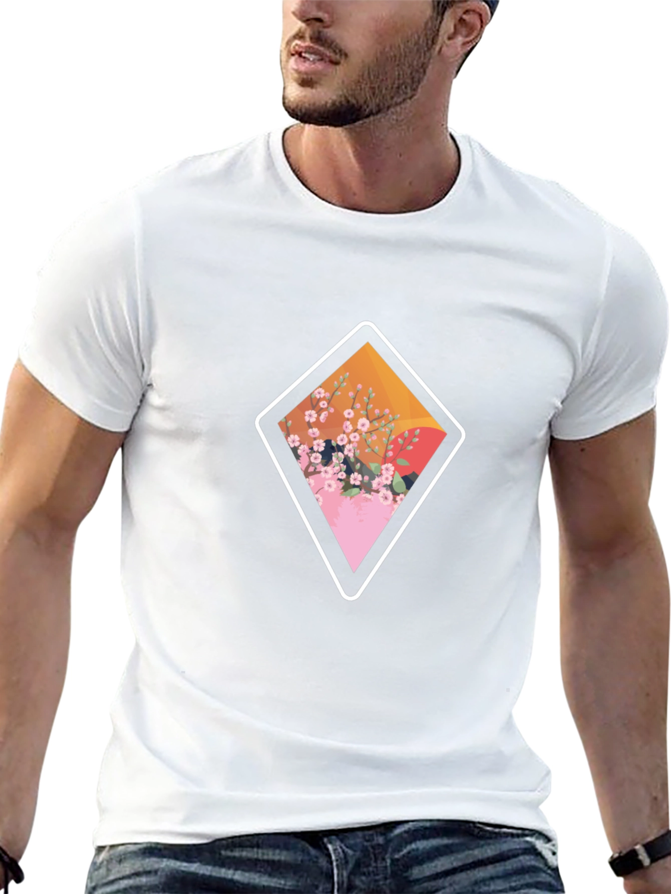Diamond Floral Graphic Tee - Casual Style