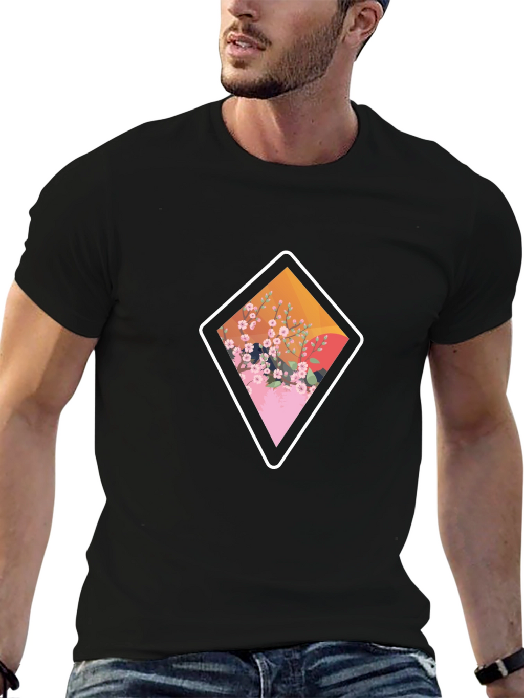 Diamond Floral Graphic Tee - Casual Style